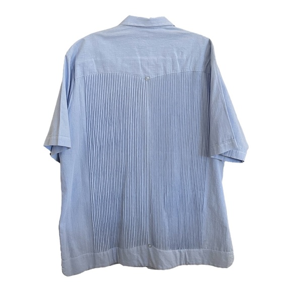Vintage Guayabera Mens Blue Short Sleeve Button Up Shirt Size XL - Picture 2 of 14